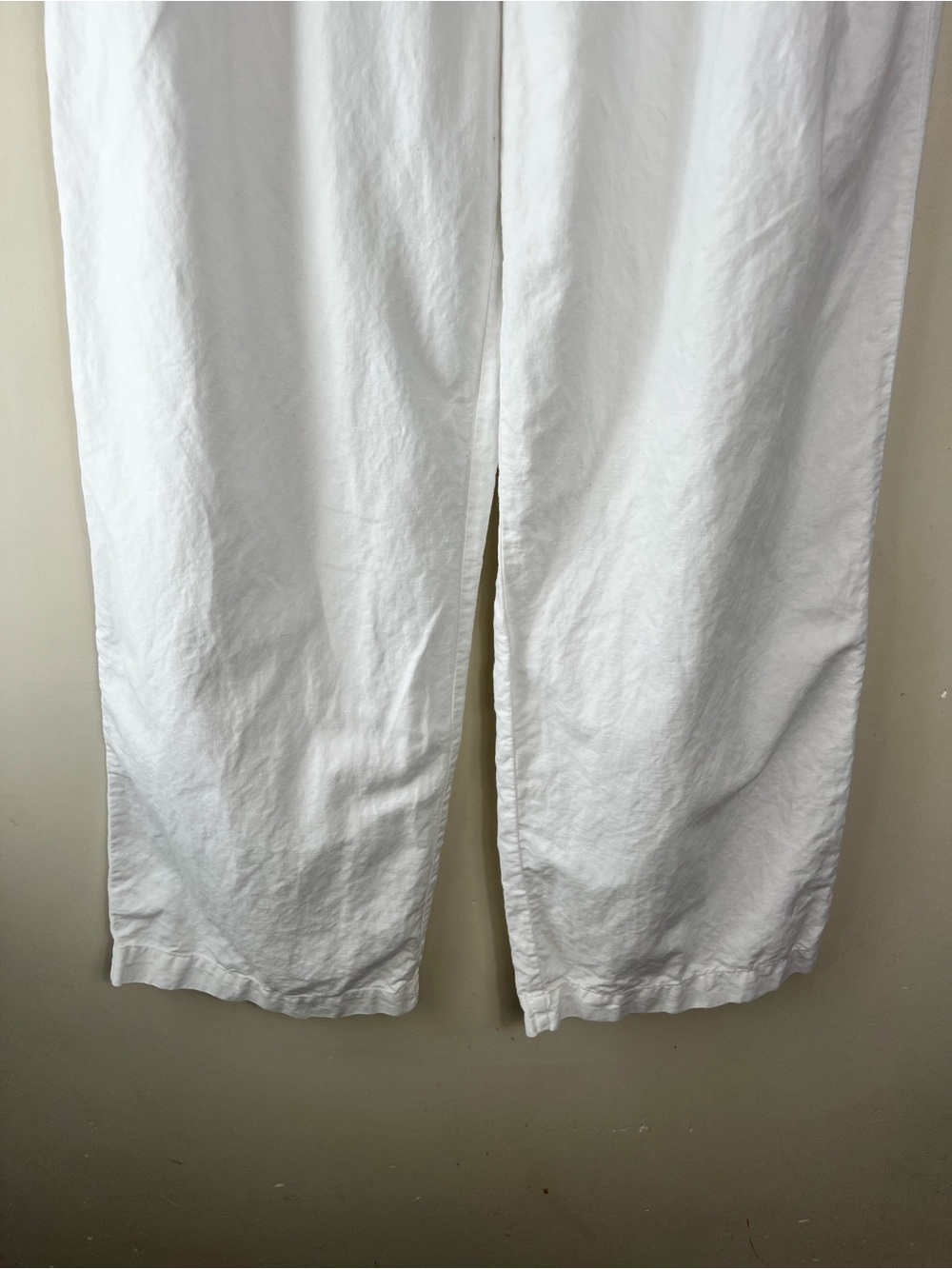 Gap White Linen Cotton Blend Pleated Trouser Wide Leg High Rise Pant SZ 14 Long - Picture 8 of 15